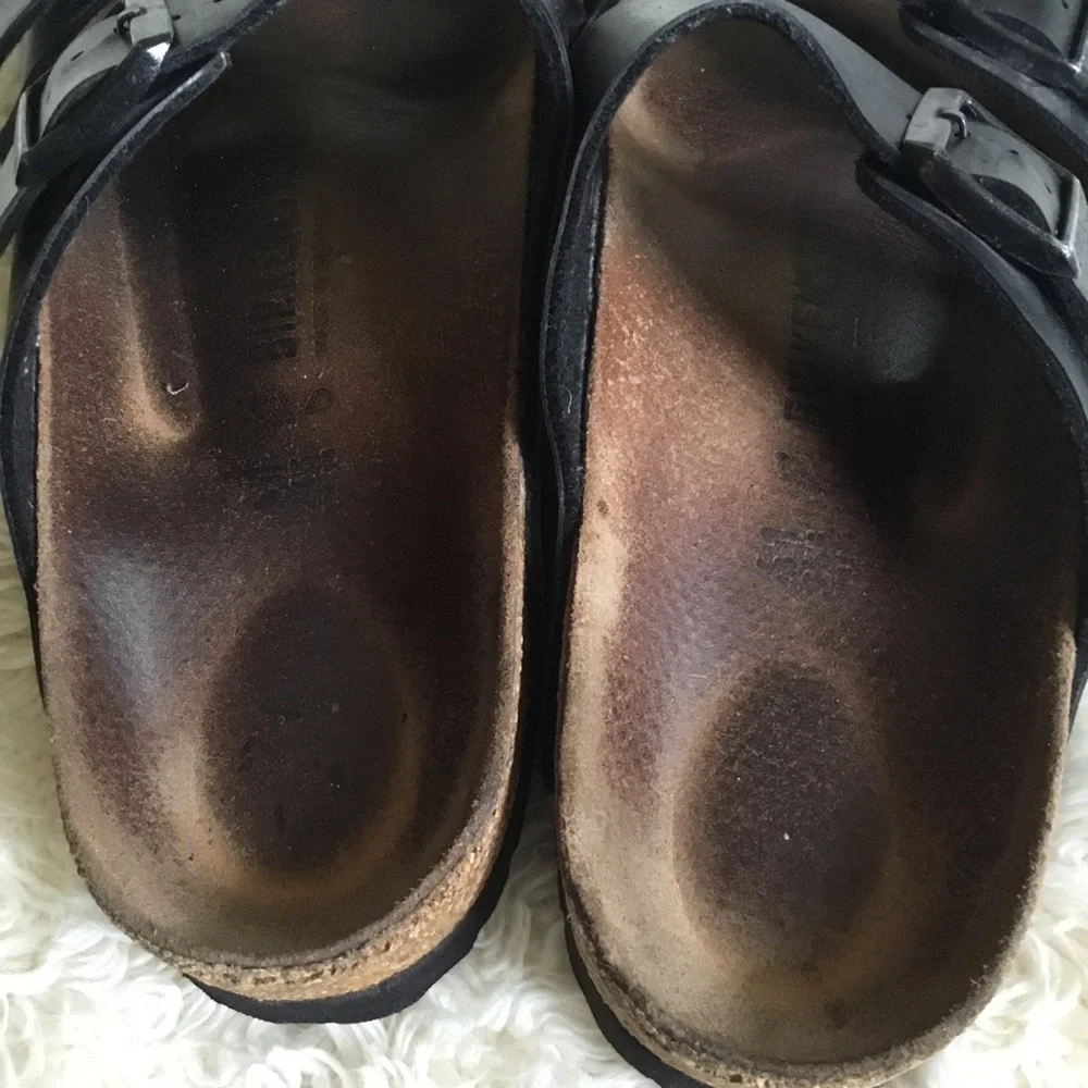 Birkenstock Black Leather Two-Strap Sandals size 41